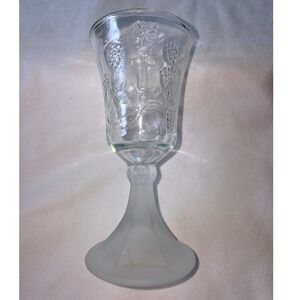 Homco Last Supper Chalice Goblet Religious Clear Frosted Excellent Embossed